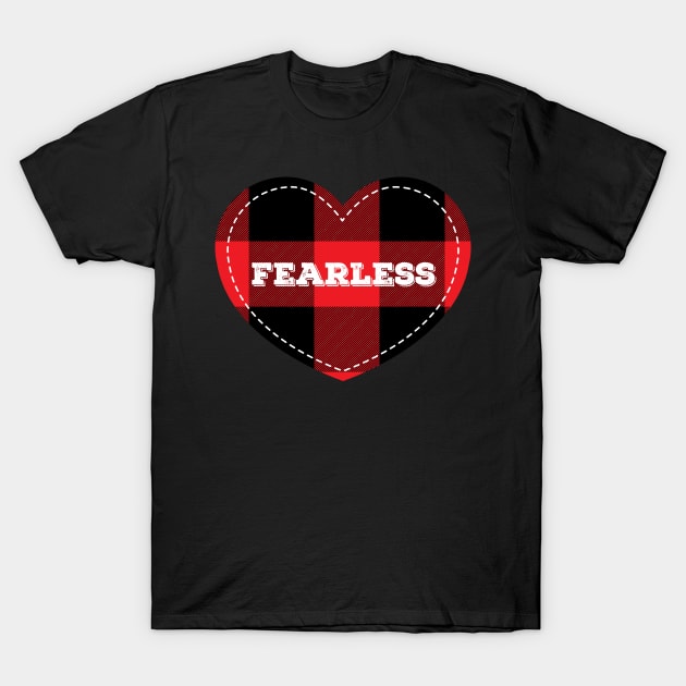 Buffalo Plaid Lumberjack Fearless Love Heart T-Shirt by anonopinion